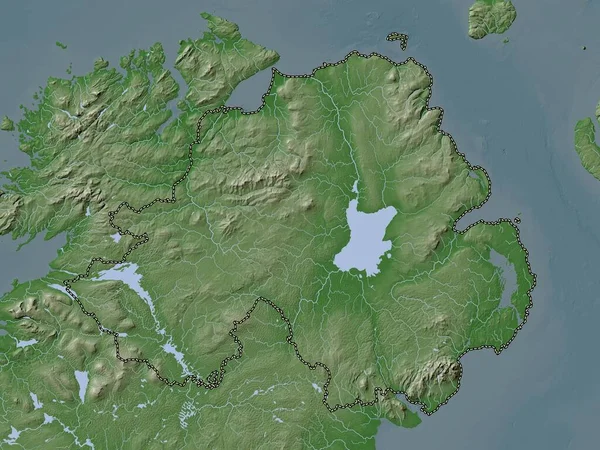 Noord Ierland Regio Van Het Verenigd Koninkrijk Hoogtekaart Gekleurd Wiki — Stockfoto