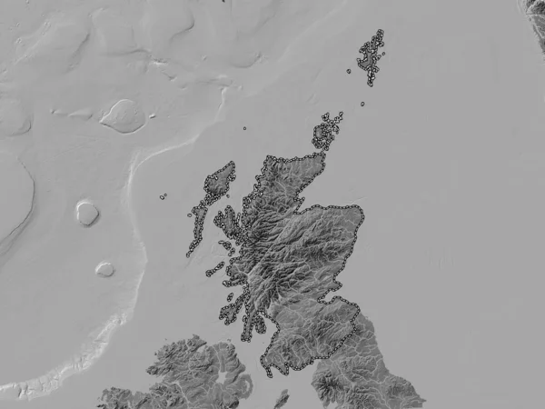 Scotland Region United Kingdom Bilevel Elevation Map Lakes Rivers — Stock Photo, Image