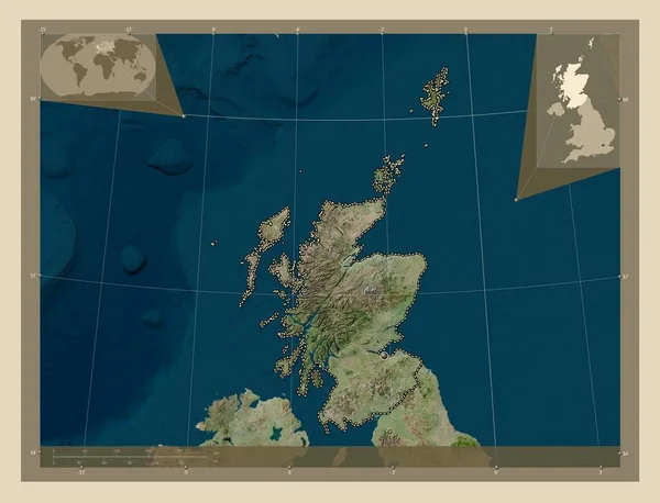 Scotland Region United Kingdom High Resolution Satellite Map Corner Auxiliary — Stock Photo, Image