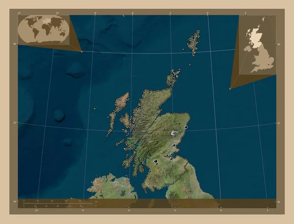Escocia Región Del Reino Unido Mapa Satelital Baja Resolución Ubicaciones —  Fotos de Stock