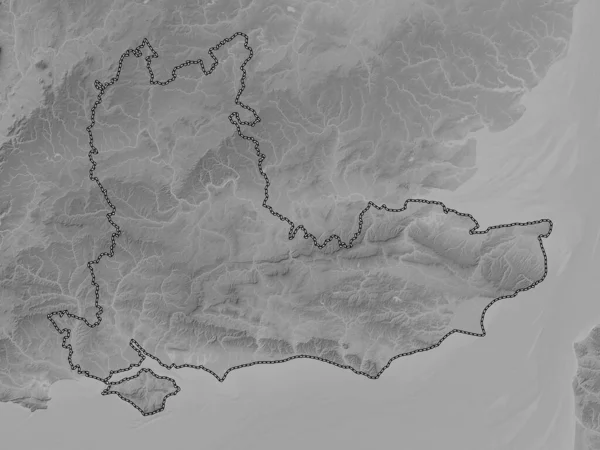 Νοτιοανατολικά Περιφέρεια Ηνωμένου Βασιλείου Υψόμετρο Γκρι Χάρτη Λίμνες Και Ποτάμια — Φωτογραφία Αρχείου