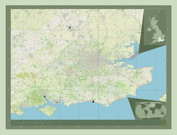 South East Regio Van Het Verenigd Koninkrijk Open Plattegrond Locaties — Stockfoto