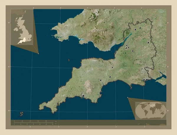 Юго Запад Регион Великобритании Спутниковая Карта Высокого Разрешения Места Расположения — стоковое фото
