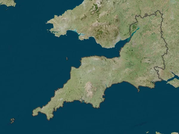 Suroeste Región Del Reino Unido Mapa Satélite Alta Resolución — Foto de Stock