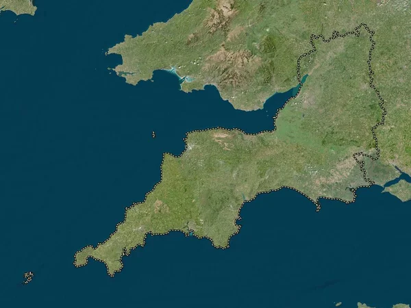 Suroeste Región Del Reino Unido Mapa Satelital Baja Resolución — Foto de Stock