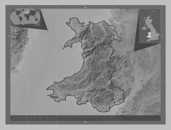 Wales Region Spojeného Království Výškové Mapy Jezery Řekami Umístění Velkých — Stock fotografie