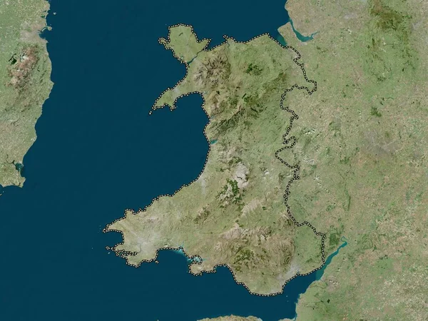Galler Birleşik Krallık Bölgesi Yüksek Çözünürlüklü Uydu Haritası — Stok fotoğraf