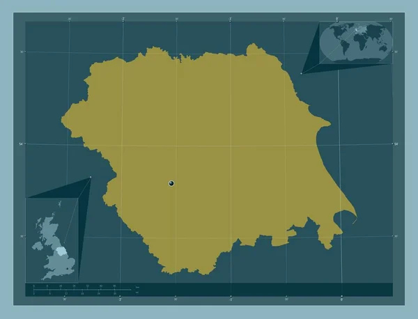 Yorkshire Humber Regione Del Regno Unito Forma Tinta Unita Mappa — Foto Stock
