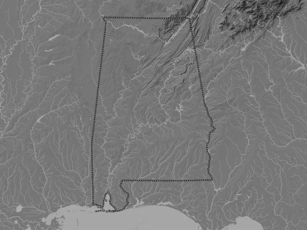 Alabama Amerikan Yhdysvallat Bilevel Korkeus Kartta Järvet Joet — kuvapankkivalokuva