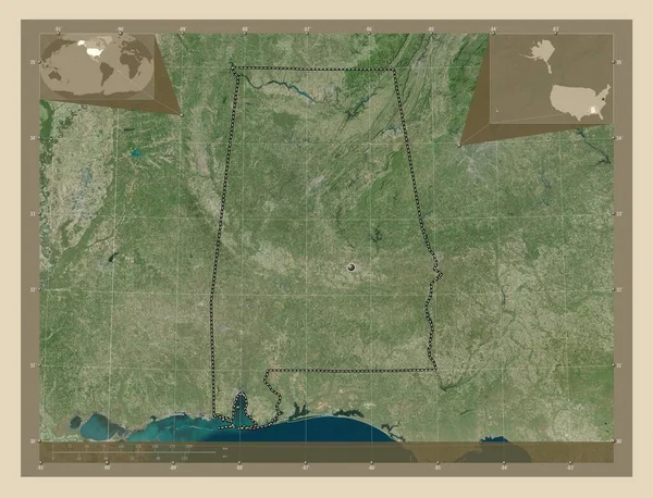 Alabama Stato Degli Stati Uniti America Mappa Satellitare Alta Risoluzione — Foto Stock