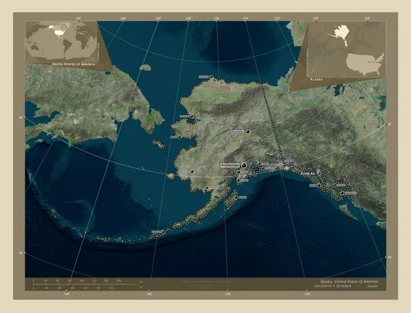 Alaska Negara Bagian Amerika Serikat Peta Satelit Resolusi Tinggi Lokasi — Stok Foto