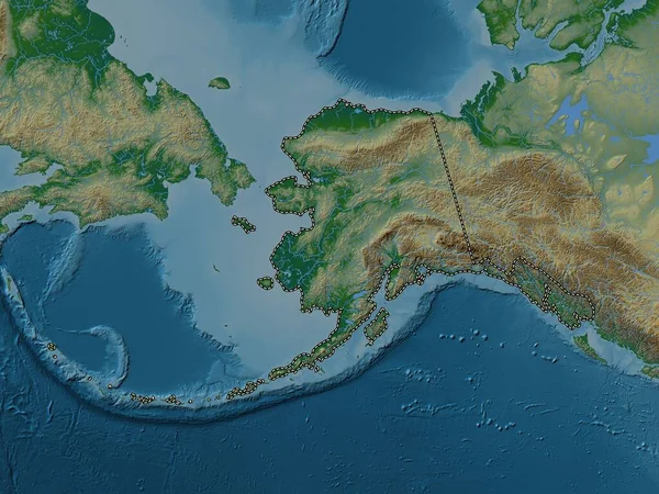 Aljaška Stát Spojené Státy Americké Barevná Mapa Jezery Řekami — Stock fotografie