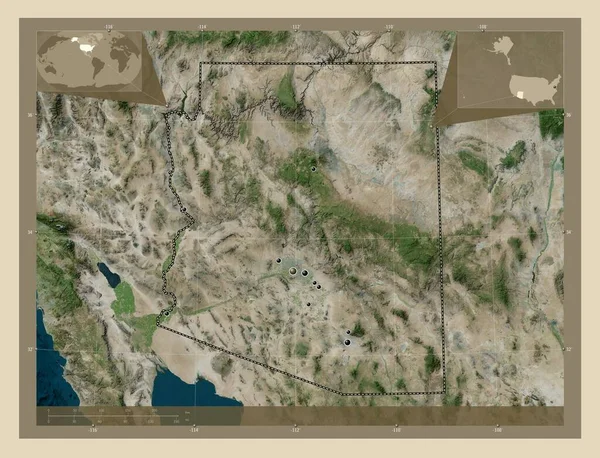 Αριζόνα Πολιτεία Ηνωμένων Πολιτειών Της Αμερικής Υψηλής Ανάλυσης Δορυφορικός Χάρτης — Φωτογραφία Αρχείου