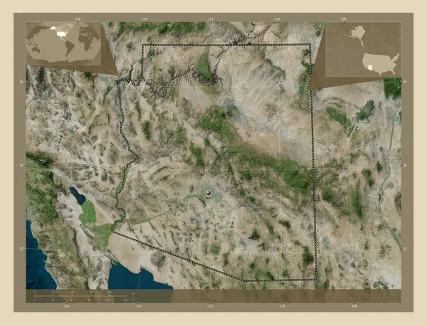 Arizona Verenigde Staten Van Amerika Satellietkaart Met Hoge Resolutie Hulplocatiekaarten — Stockfoto