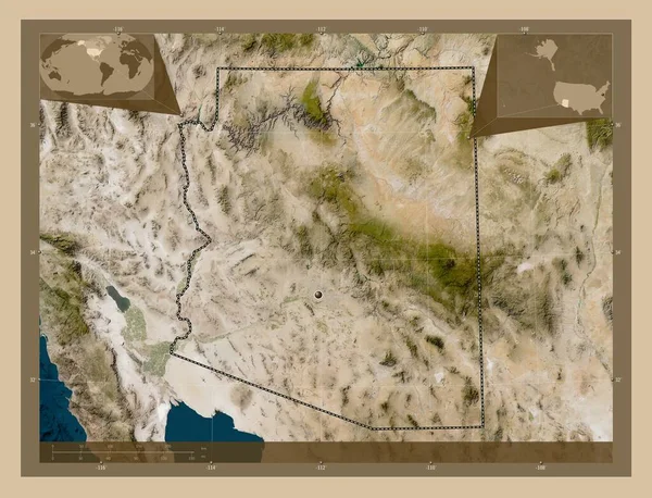 Arizona Negara Bagian Amerika Serikat Peta Satelit Resolusi Rendah Peta — Stok Foto