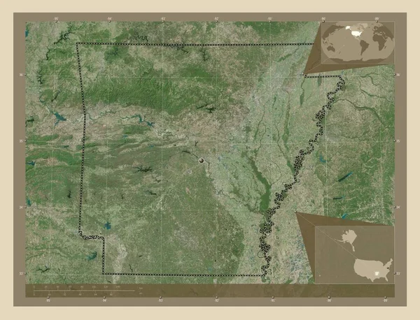 Arkansas Staat Van Verenigde Staten Van Amerika Satellietkaart Met Hoge — Stockfoto