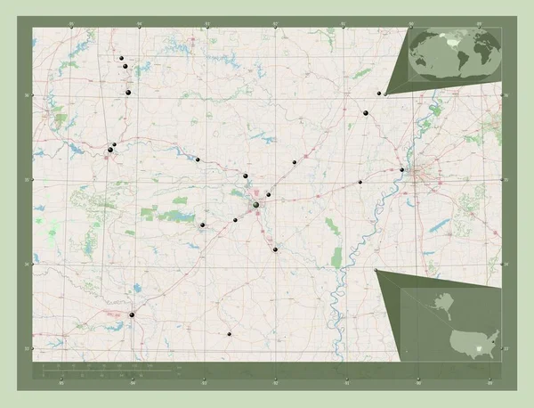 Arkansas Estado Los Estados Unidos América Open Street Map Ubicaciones —  Fotos de Stock