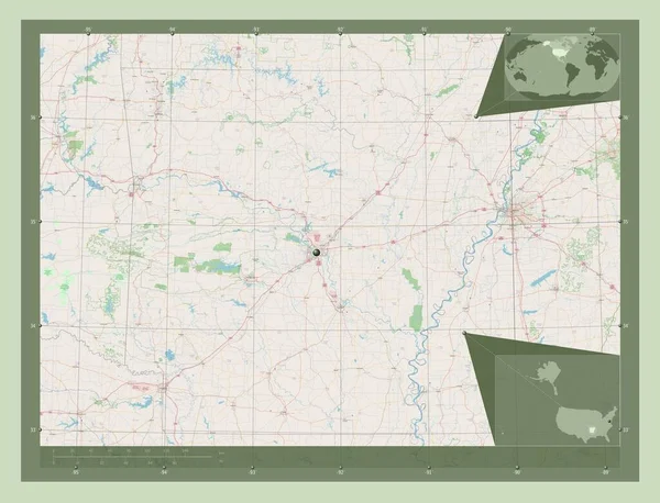 Арканзас Штат Сша Відкрита Карта Вулиць Кутові Допоміжні Карти Місцезнаходження — стокове фото