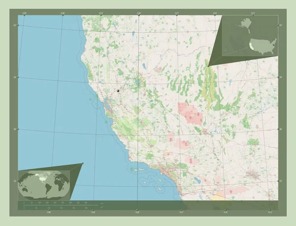 Californië Verenigde Staten Van Amerika Open Plattegrond Hulplocatiekaarten Hoek — Stockfoto