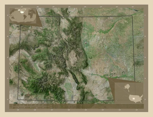 Colorado État Des États Unis Carte Satellite Haute Résolution Corner — Photo