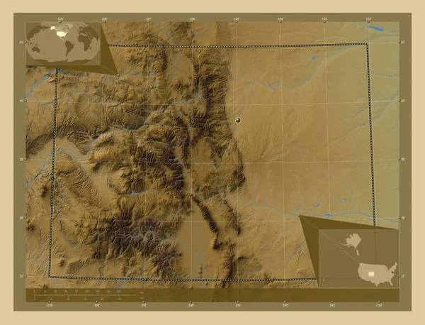 Colorado Amerikas Förenta Stater Färgade Höjd Karta Med Sjöar Och — Stockfoto