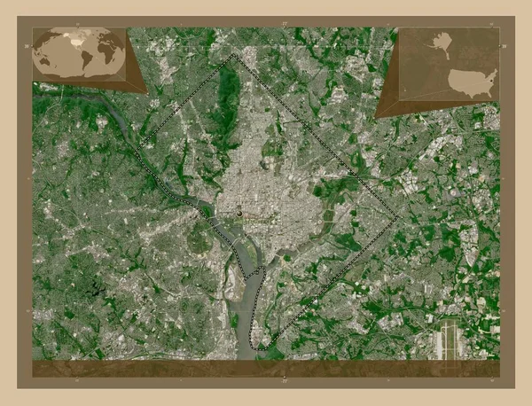 Округ Колумбія Федеральний Округ Сполучених Штатів Америки Супутникова Карта Низькою — стокове фото