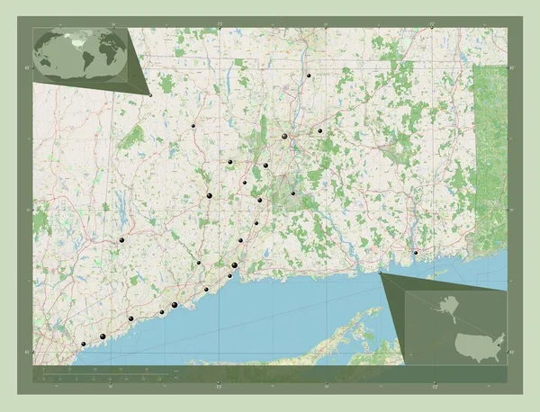 Коннектикут Штат Соединенные Штаты Америки Карта Улиц Места Расположения Крупных — стоковое фото