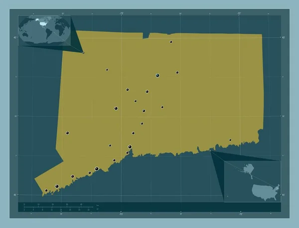 Connecticut Amerikas Förenta Stater Fast Färgform Platser För Större Städer — Stockfoto
