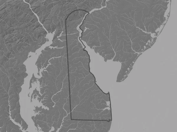 Delaware Estado Los Estados Unidos América Mapa Elevación Bilevel Con — Foto de Stock