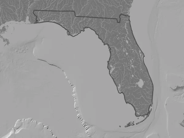 Florida State United States America Bilevel Elevation Map Lakes Rivers — Stock Photo, Image