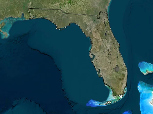 佛罗里达州 美利坚合众国的一个州 低分辨率卫星地图 — 图库照片