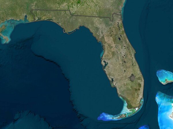 Florida, state of United States of America. Low resolution satellite map