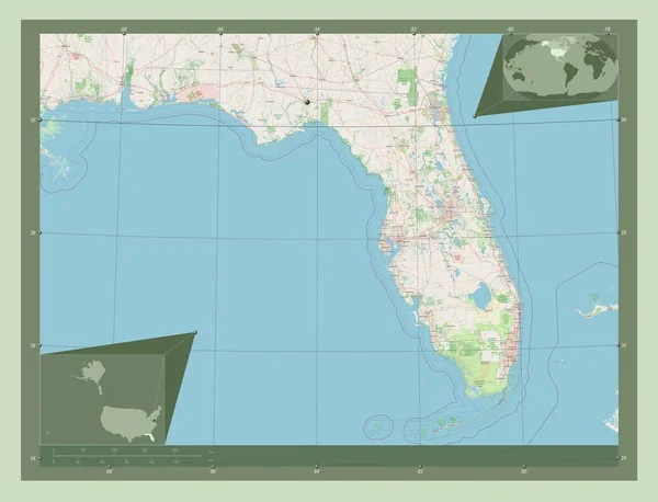 Florida Stato Degli Stati Uniti America Mappa Stradale Aperta Mappa — Foto Stock