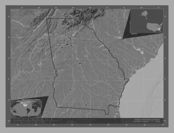 Georgia Estado Los Estados Unidos América Mapa Elevación Bilevel Con —  Fotos de Stock