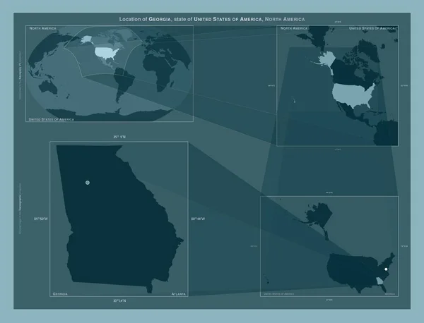 Georgia Stan Stany Zjednoczone Ameryki Schemat Przedstawiający Położenie Regionu Mapach — Zdjęcie stockowe