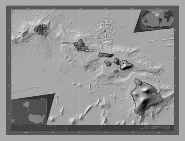 Hawaï Staat Van Verenigde Staten Van Amerika Hoogteplattegrond Met Meren — Stockfoto