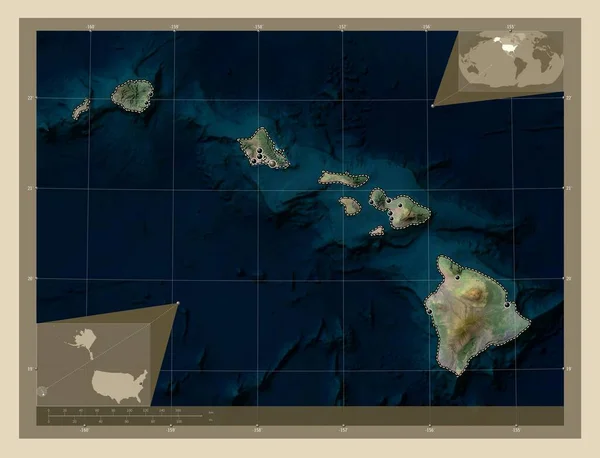 Hawaii Amerika Birleşik Devletleri Yüksek Çözünürlüklü Uydu Bölgenin Büyük Şehirlerinin — Stok fotoğraf