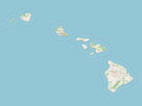 Havaí Estado Dos Estados Unidos América Abrir Mapa Ruas — Fotografia de Stock