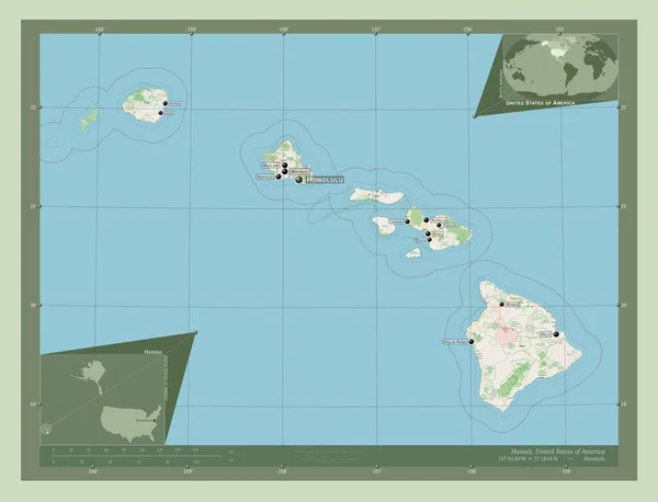Гавайи Штат Соединенные Штаты Америки Карта Улиц Места Названия Крупных — стоковое фото