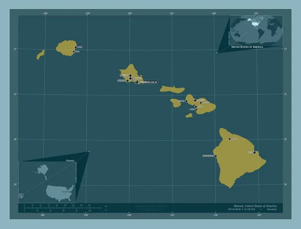 Hawaï Staat Van Verenigde Staten Van Amerika Stevige Kleurvorm Locaties — Stockfoto
