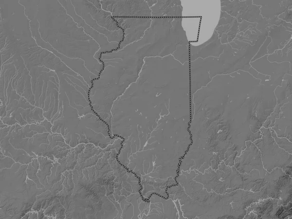 Illinois State United States America Bilevel Elevation Map Lakes Rivers — Stock Photo, Image