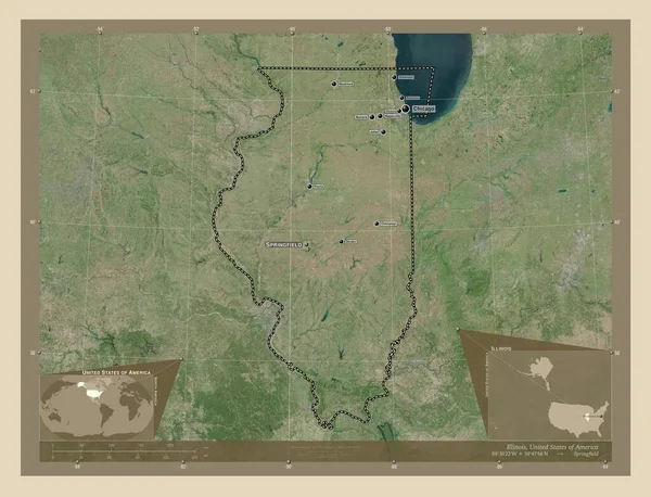 Illinois Estado Los Estados Unidos América Mapa Satelital Alta Resolución —  Fotos de Stock