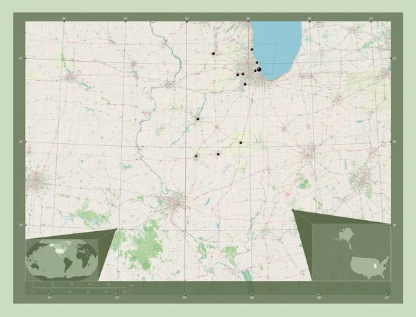 Illinois Bundesstaat Der Vereinigten Staaten Von Amerika Open Street Map — Stockfoto