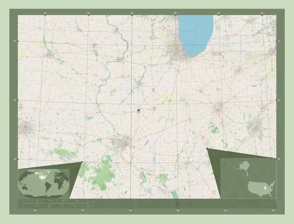 Иллинойс Штат Соединенные Штаты Америки Карта Улиц Вспомогательные Карты Расположения — стоковое фото