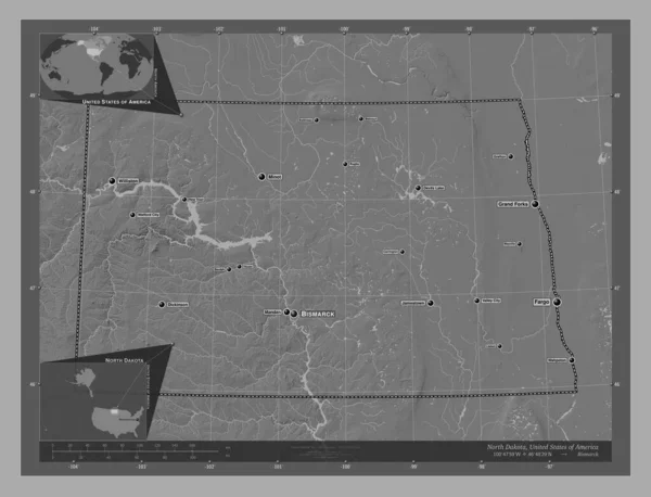 North Dakota Stato Degli Stati Uniti America Mappa Dell Elevazione — Foto Stock