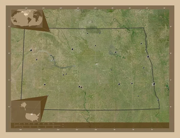 Dakota Norte Estados Unidos América Mapa Satélite Baixa Resolução Locais — Fotografia de Stock