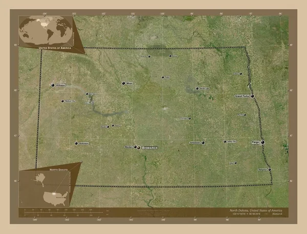 North Dakota Stato Degli Stati Uniti America Mappa Satellitare Bassa — Foto Stock