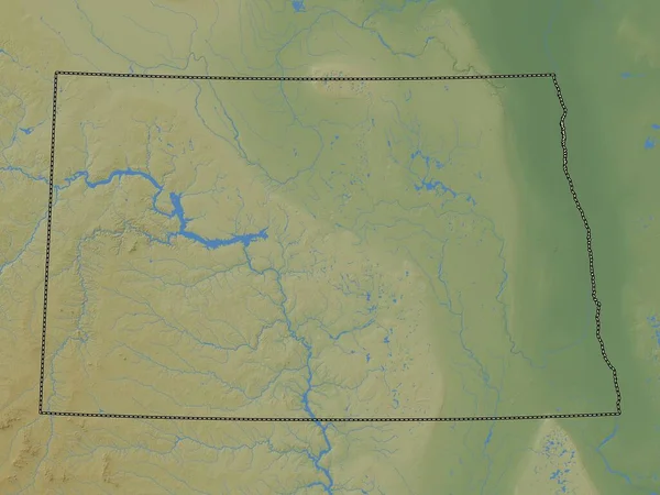 Північна Дакота Штат Сша Кольорові Карти Висот Озерами Річками — стокове фото