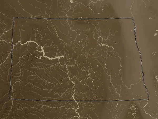 North Dakota State United States America Elevation Map Colored Sepia — Stock Photo, Image
