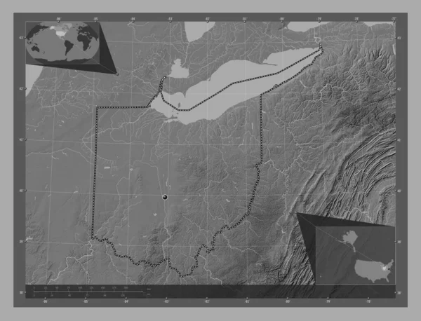 Ohio Estado Los Estados Unidos América Mapa Elevación Bilevel Con —  Fotos de Stock